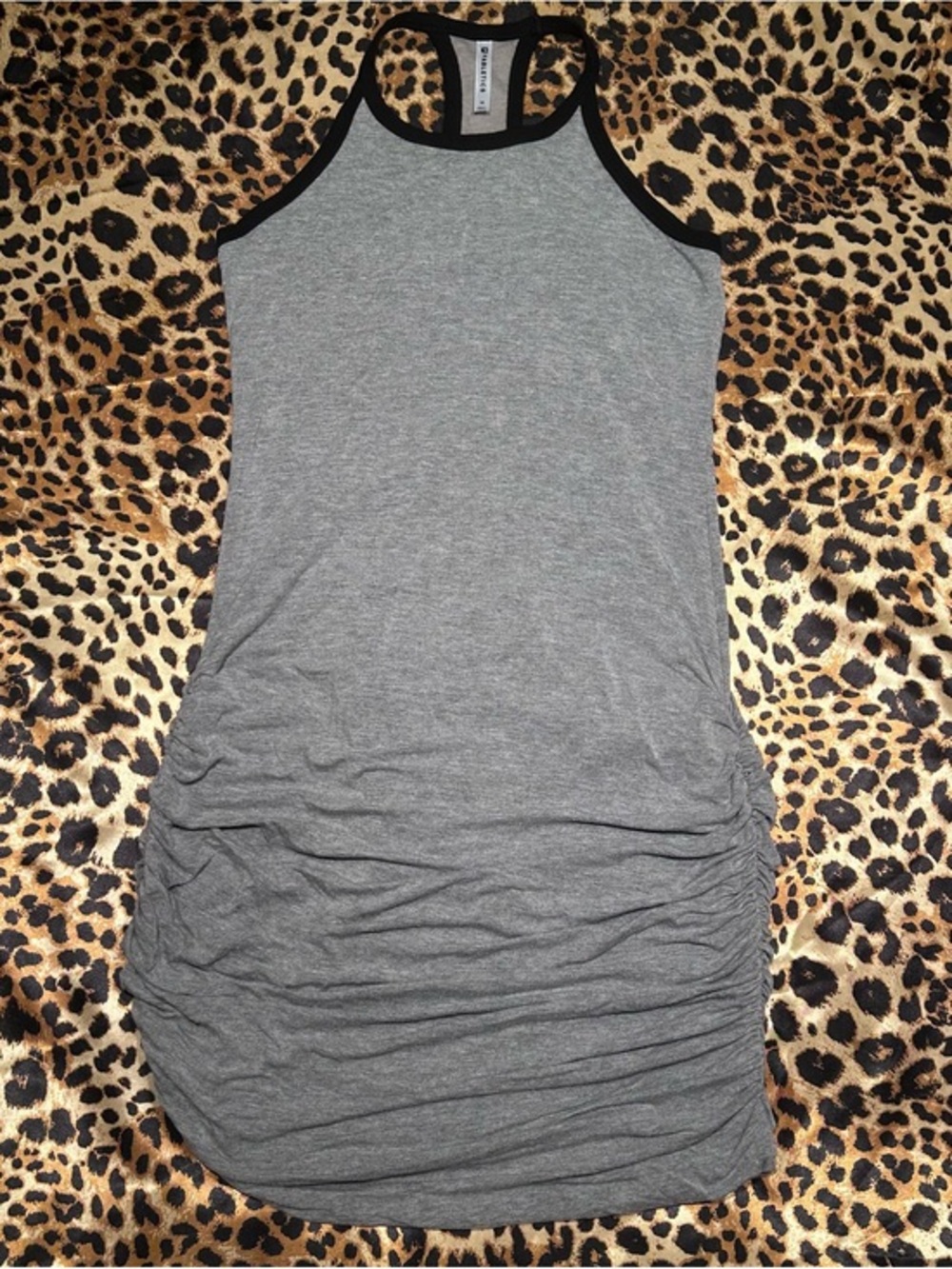 Fabletics Grey Ruched Side Racerback Tank Dress